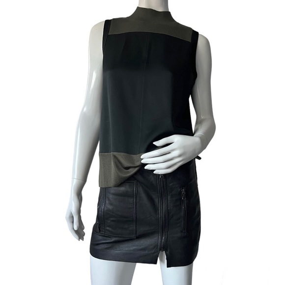 Trina Turk Black Leather Mini Skirt Zippered Size 2 - Picture 1 of 7